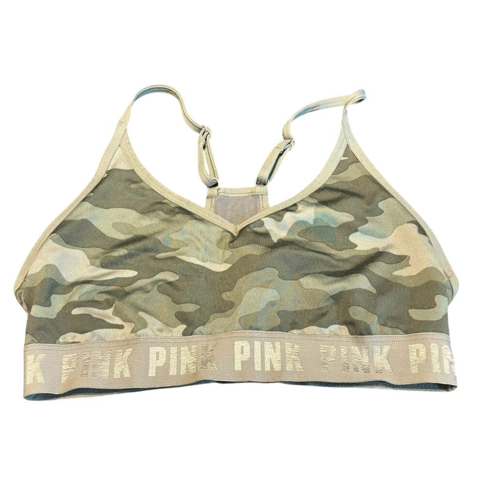 Victoria’s Secret PINK Camo Sports Bra Sz Small Adjustable Straps No Size Tag